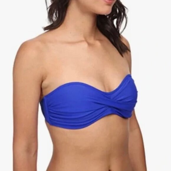 Body Glove Sienna Bandeau Bikini Top Twist Front Blue Smoothies Swim Top XL - Picture 2 of 4